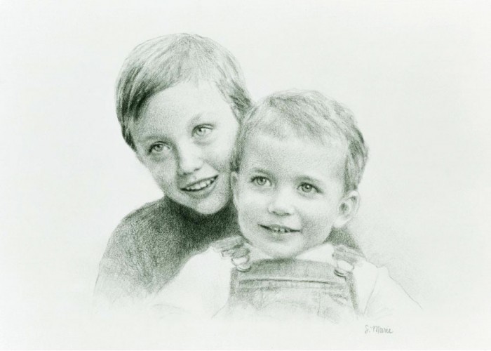 TREVOR & DUSTIN, 8 x 10 inches, graphite on paper, commission, private collection
