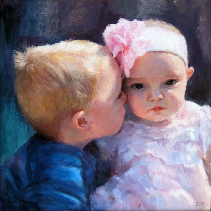 THE SWEETEST MOMENT, 16 x 16 inches, oil on linen, commission, private collection